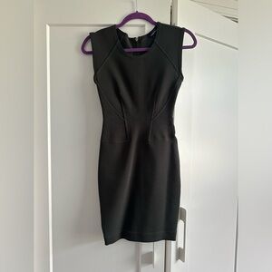 Vintage French Connection Sleeveless Crew Neck Mini Dress Yellow exposed zipper